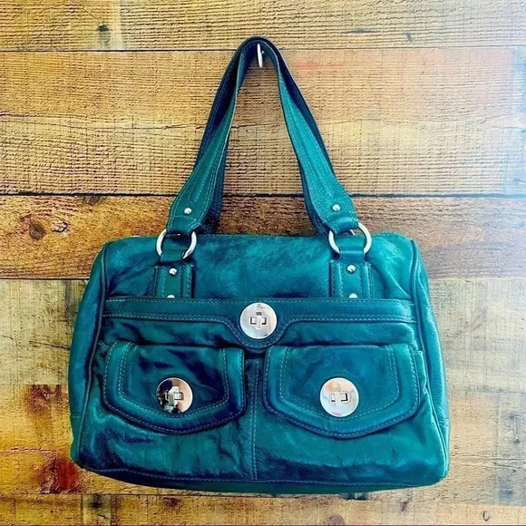 Marks & Spencer Handbags - Marks & Spencer Autograph Teal/Green Leather Satchel